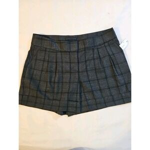 Vtg Apostrophe Winter Shorts Cuffed Pleated Gray Plaid Women's 10 Pockets